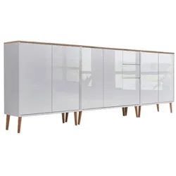 Sideboard Mailand Set 6 Weiß/Eiche