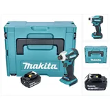 Makita Makita, Bohrmaschine + Akkuschrauber, DTD 172 T1J Akku Schlagschrauber 18 V 180 Nm 1/4" Brushless + 1x Akku 5,0 Ah + Makpac - ohne (Akkubetrieb)