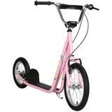 Homcom Kinderroller mit Bremsen 16/12 Zoll Tretroller Höhenverstellbar Kickscooter für Jungen und Mädchen ab 5+ Jahre Kickboard
