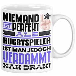 Trendation Tasse Rugbyspieler Geschenk Tasse Lustige Geschenkidee für Rugbyspieler Gebu weiß