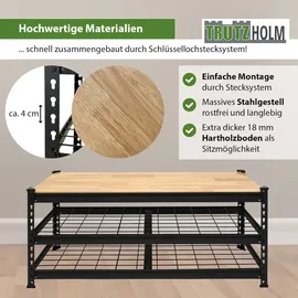 Baumarktplus Schuhregal 115 x 54 x 40 cm höhenverstellbar Sitzbank schwarz