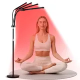 Hottoerak Rotlichtlampe mit 240 LEDs, 3-in-1 Chips Infrarotlampe mit 3 Timern & 5 Helligkeitsstufen, 4 Köpfe verstellbare Rotlicht Stehlampe für Zuhause, Büro, Salon