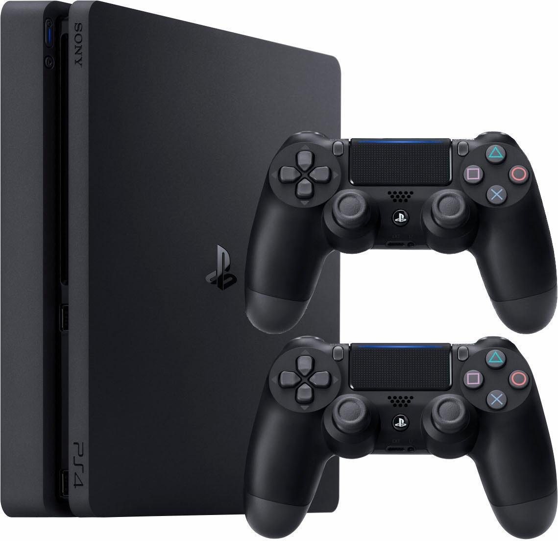 PlayStation 4 Slim (Bundle, inkl. 2 PlayStation 4 Wireless DualShock Controller) schwarz