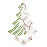 w. reuter & sohn - plauener spitze Fensterbild "Baum" Gr. 1, bunt (ecru, grün, rot), B:21cm H:31cm, Polyester, W. REUTER & SOHN - PLAUENER SPITZE, Fensterbilder, Made in Germany