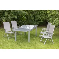 Merxx 5-teilig Amalfi Set 4 Amalfi Klappsessel 1 Ausziehtisch 120 (180) x 90 cm