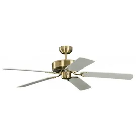 Pepeo Potkuri 132 cm Deckenventilator messing antik/weiß/weiß-rattan