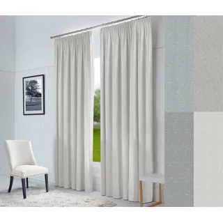 Sun World Hochqualitativer Verdunkelungsvorhang nach Maß „Natura“, Kräuselband, Schlaufen, Thermovorhang nach Maß, Vorhang nach Maß, Gardinen nach Maß, Beige (Farbmuster, 25cm)