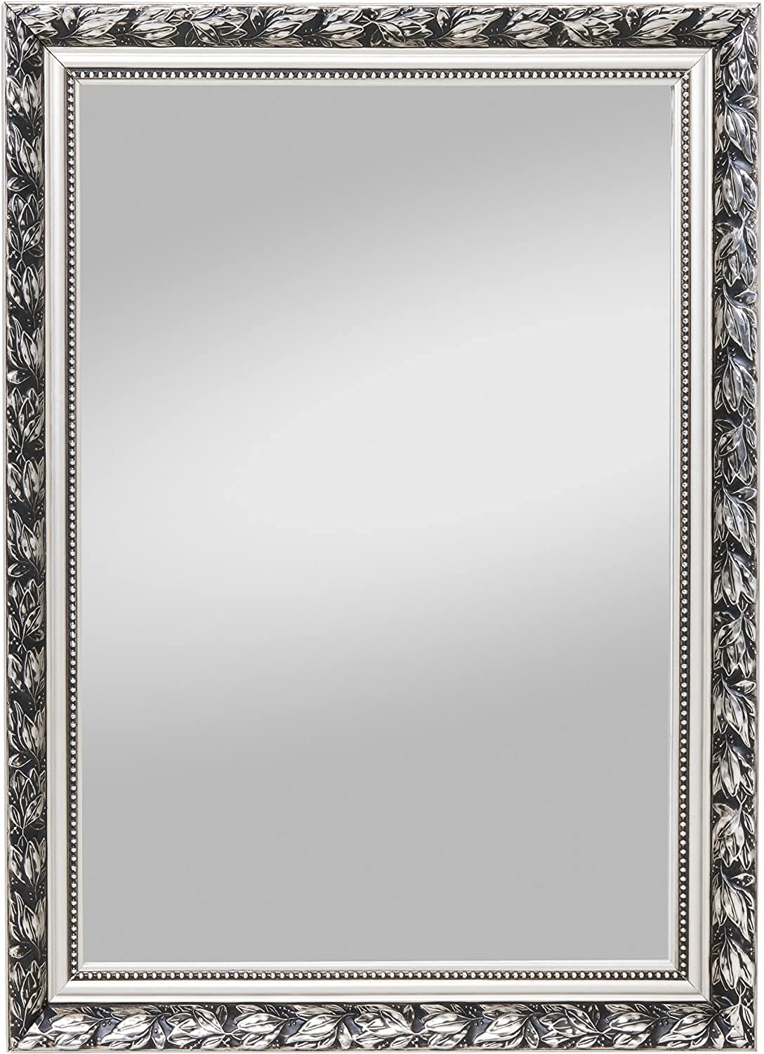 Your-homestyle Rahmenspiegel Emma Holz 55x70 / 50x150 / 70x170 Wandspiegel mit Rahmen rechteckig incl. Aufhänger für die Wandmontage Mirror (Silber, 70 x 55)