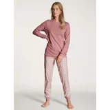 Pyjama With Cuff Rosa Muster Baumwolle X-Large Damen mit Rippbündchen an Ärmeln und Hose