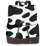 AUGUSTRUSH Stilvoller Damen-Leder-Rucksack für Reisen, Pendeln, Fitnessstudio, Kuhflecken, PU-Leder-Rucksack für Damen, strapazierfähige, modische Rucksäcke für Damen, wasserdichte Schultaschen für - 32 x 27 x 13 cm