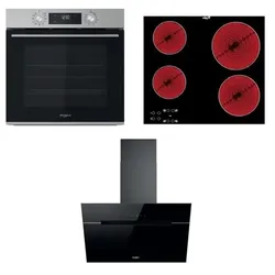 Whirlpool Backofen OMK58CU1SX + Cerankochfeld AKT8090NE + Dunstabzugshaube WHVP62FLTSK SETWH20