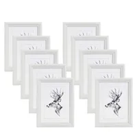 Woltu Bilderrahmen 15x20cm 10er Set Fotorahmen Holzrahmen mit Passepartout,