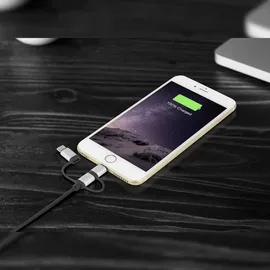 Renkforce USB-Kabel USB 2.0 USB-A Stecker, USB-C® Stecker, USB-Micro-B Stecker, Apple Lightning Stecker 0.50 m