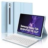 SENGBIRCH Tastatur Samsung Tab S9 Plus mit Hülle für S8+/S7+/S7FE 12,4 Zoll, Schutzhülle Samsung Galaxy Tab S9 Plus mit Tablet-Tastatur, Bluetooth-Tastatur, italienisches magnetisches Layout,