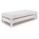 Main Möbel Stapelbett 2er-Set Stapelbett 90x200cm 'Dubi' Buche massiv weiß lackiert beige|weiß