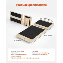 Vevor Balance Board Schwarz (30 x 14 x 3 cm)