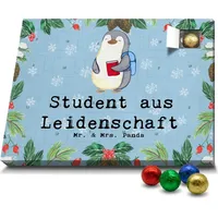 Mr. & Mrs. Panda Schoko Adventskalender Student Leidenschaft - Blau Pastell - Geschenk, Arbeitskollege, Dankeschön, Schokoladen Adventskalender, M... - Blau