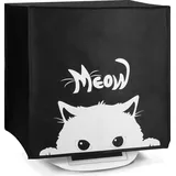 kwmobile Hülle kompatibel mit Thermomix TM5 / TM6 - Küchenmaschine Abdeckhaube - in Schwarz Weiß Neugierige Katze