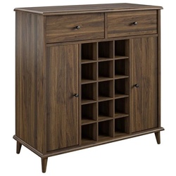 loft24 Weinschrank Farnsworth Barschrank, 2 Türen, 2 Schubladen, 15 Fächer braun