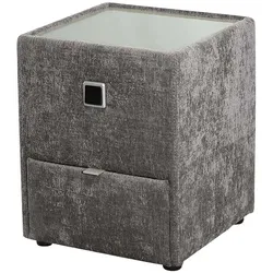 Nachtkonsole JOCKENHÖFER GRUPPE "Lancy", grau (grau 460, 19), B:42,5cm H:53cm T:45cm, Holzwerkstoff, Glas, Sideboards, mit LED-Beleuchtung