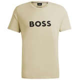 Boss Herren T-Shirt - T-Shirt RN, Rundhals, Kurzarm, Logoprint, Baumwolle Weiß XL