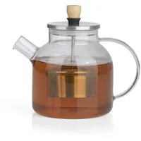 BEEM TEEKANNE Glaskanne mit Siebeinsatz - 1 l | Teekanne Glas | Sieb Edelstahl mit Hebefunktion | Hitzebeständiges Glas | Für heißen Tee oder Eistee