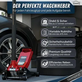Tarpofix Rangierwagenheber Leder/Stahl 85-475 mm rot