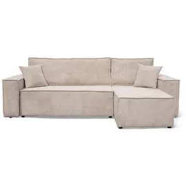 möbel punkt Wohnlandschaft Ecksofa Creme COMO Cord mit Bett Sofa Schlafsofa Ottomane rechts links universell