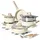 just perfecto household appliances Just Perfecto JL-779: 15-teiliges Kochgeschirr-Set aus Granit mit Dampfgarer ? Beige) - Weiß