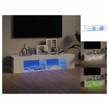 vidaXL TV-Schrank mit LED-Leuchten Hochglanz-Weiß 135x39x30 cm