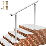 Treppengeländer-Set, 1-4 Stufen, weißer Aluminium-Handlauf, 4 Fuß, flexibler Außendeck-Handlauf, Zangen - Vevor
