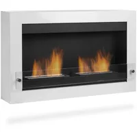 Moritz Bio Ethanol Kamin 90 cm x 17 cm x 43 cm weiß 3X 1000ml Edestahlbrenner Deko Kamin Bio-Ethanolkamin Gelkamin Raumteiler