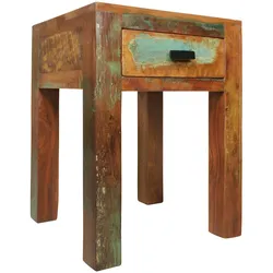 Kadima Design Nachttisch Diana, Shabby Chic, Mango-Holz - Einzigartig & Praktisch. 40x40x55 cm