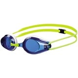 Arena Tracks Junior Anti-Fog Wettkampf Schwimmbrille für Kinder, Schwimmbrille mit UV-Schutz, 4 Austauschbaren Nasenstegen, Silikon Dichtungen, Blue-White-Fluoyellow