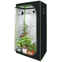 Yugodex Schwarzes-Grünes Growzelt 100 * 100 * 200cm Indoor-Gewächshaus für Pflanzen Zuchtzelte mit Belüftung und Reflektierende Mylar Homegrowing Pflanzenzucht Zelt Growschrank
