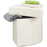 Relaxdays Hocker eckig, faltbarer Polsterhocker mit Stauraum weiß
