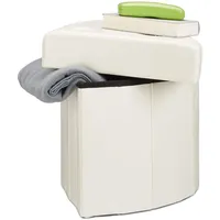 Relaxdays Hocker eckig, faltbarer Polsterhocker mit Stauraum weiß