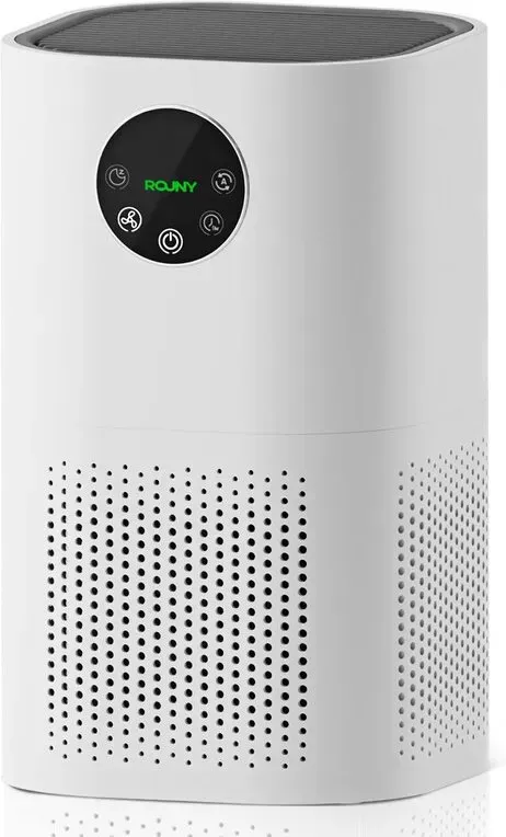 ROUNY Luftreiniger für Zuhause, H13 True-HEPA-Filter, CADR 150 m3/h, für Räume bis 20–50 m2, Schlafmodus ≤25 dB, Luftqualitätsanzeige, 4 Lüfterstufen, für Haustiere und Schlafzimmer, AP-T1
