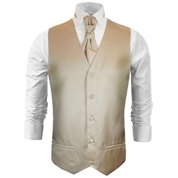 Paul Malone Anzugweste Herren Hochzeitsweste mit Plastron Set 2tlg gestreift – Bräutigam (Set, 2-tlg., mit Weste und Plastron) cappuccino braun V28, Gr. 94 (XST) braun 94