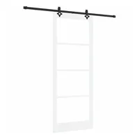 vidaXL Haustür Schiebetür Weiß 93 x 232 cm Massivholz Kiefer und Glas (1-St) schwarz