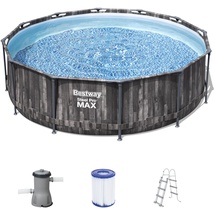 BESTWAY Steel Pro Max Frame Pool Set 366 x 100 cm holzoptik inkl. Filterpumpe