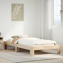 vidaXL Massivholzbett 90 x 200 cm Braun