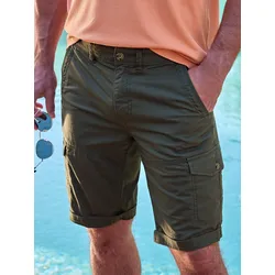 Lässige Herren Cargo-Bermuda, sommerlich leicht - Deep Olive - 36