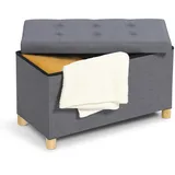 IDMarket - Sitzbank mit Stauraum auf Fuß, 76 cm, Stoff, Anthrazitgrau