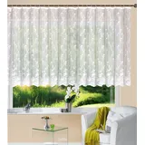 Gardinenbox Gardine Store Jacquard Mainz HxB 145x450 cm Kräuselband Universalband Weiß Blumenmuster Transparent Vorhang Wohnzimmer, 13144
