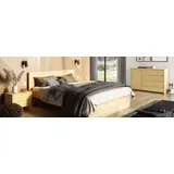Schlafzimmer 3tlg. Set Echtes Holz Bett mit 2x Nachttische 180x200cm Massivholz