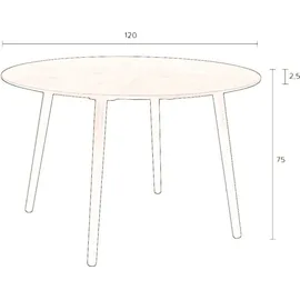 Dutchbone Esstisch Clover 120 Walnussbaum Ø Braun