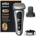 Braun Series 9 Pro+ Rasierer Herren Elektrisch, Elektrorasierer mit 5 Pro Rasierelementen, ProComfort Aufsatz, 2-in-1-System, Ladestation, 60 Min Laufzeit, Made in Germany, 9557s, Silber