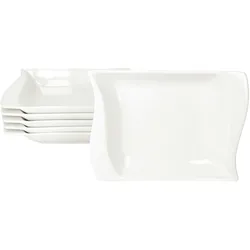 6er Set Ivory Suppenteller Porzellan 6 Personen tiefe Teller Pasta elfenbeinweiß