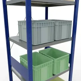 Schulte Lagertechnik Schulte Grundregal Steckregal MULTIplus250 3000 x 750 x 600 mm 7 Fachböden Kreuzstrebe RAL 5010 enzianblau/verzinkt/verzinkt